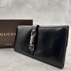 ✾*済様 GUCCI ブラックレザー 長財布 GUCCI ジャッキー レザー ブラック 長財布 8839 - メルカリ