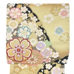 袋帯　振袖帯　唐織　桜　菊花　花模様　雪輪　金糸　着物　帯　061k