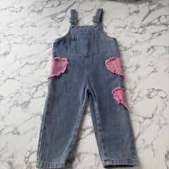 キッズ デニム サロペット ピンクハートのサムネイル