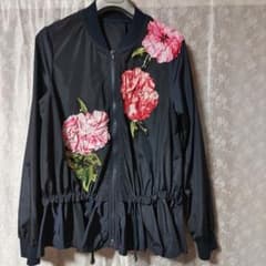 花柄刺繍 ネイビー ジャンパーのサムネイル