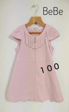 ♡BeBe   ピンク ◎ ベロアワンピース  チュニック  ♪  100cmのサムネイル