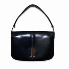LANVIN PARIS レザーハンドバッグ ネイビー ゴールド金具 フランス製のサムネイル