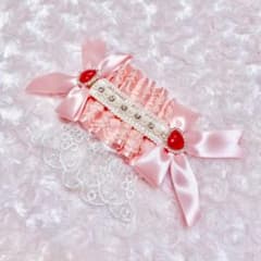 パールビジュー リボンヘッドドレス ピンクウエディングのサムネイル