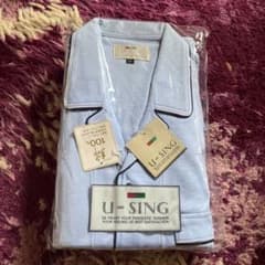 U-SING メンズ パジャマ 長袖　LL 綿100% 前開き　ブルー　紳士用のサムネイル