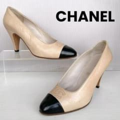 CHANEL シャネル バイカラー ココマーク パンプス ハイヒール 靴 4.5