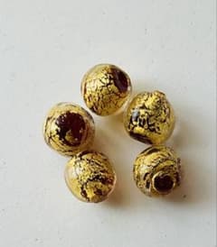 オロロット　ベネチアンビーズ　金箔入り　ラウンド5個セット　レッドのサムネイル