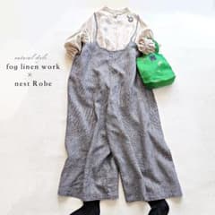 フォグリネンワーク × ネストローブ リネン サロペット パンツ 麻 千鳥格子 フォグリネンワーク × ネストローブ リネン サロペット パンツ 麻 千鳥