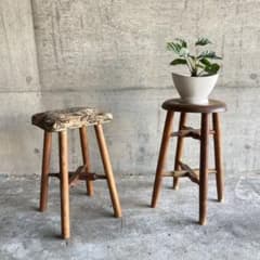 スツール チェア 椅子 腰掛け 木製 布張り ジャガード織 シャビー