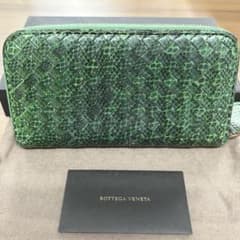 超美品‼️ 希少 ボッテガヴェネタ 財布 長財布 パイソン ラウンド