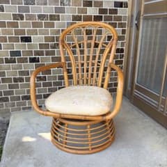 ラタン 回転式アームチェア 籐家具 低座椅子 レトロ - メルカリ