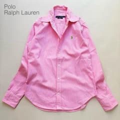 ラルフローレン スリムフィット 長袖シャツ ピンク ストライプ 綿