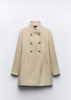 ZARA ダブルブレスト ハイネック ウールブレンド コート XS - メルカリ