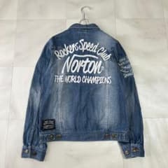 Norton ノートン Lサイズ チェーンステッチ刺繍 デニムジャケット 