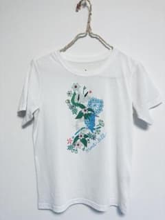モンベル ウィックロン レディースS Tシャツ 花と鳥 プリント ホワイトのサムネイル