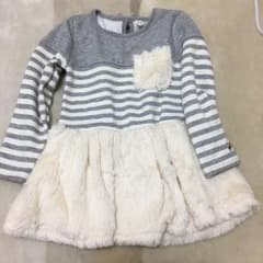 もこもこ ボーダー 裏起毛 ワンピースのサムネイル