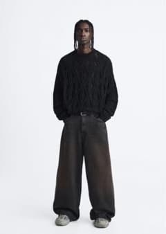 ZARA テクスチャー オープンニットセーターのサムネイル
