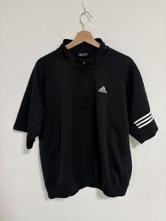 adidas メンズ ハーフジップ ゴルフウェア 半袖 ブラック　サイズXL相当のサムネイル