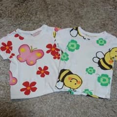 双子ちゃんに★みつばち＆ちょうちょお揃いTシャツのサムネイル