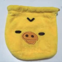キイロイトリ　ポーチ ふわふわ巾着 ガチャ 黄色のサムネイル