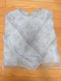 刺繍入りレース長袖シャツ　ブラウスのサムネイル