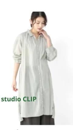 studio CLIP  ボイルピースダイシャツワンピース　グリーン　Mのサムネイル