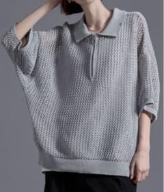 【Loose/ルース】シアーメッシュハーフジップポロニットのサムネイル