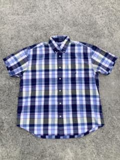 【良品】NAUTICA 半袖チェックシャツ ボタンダウン 古着 マドラス　2XLのサムネイル
