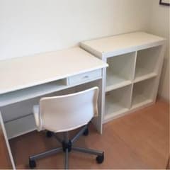 [お引取り限定] 3点セット IKEA デスク/シェルフ/チェアのサムネイル