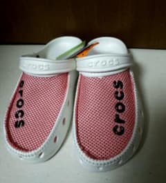新品未使用タグ付きクロックスcrocsサンダルピンク×白メッシュW8のサムネイル