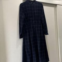 UNIQLO ネイビー チェック柄 ワンピース Mのサムネイル