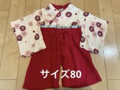 袴ロンパース 和装 女の子 花柄 赤 お食い初め 初節句 ひな祭り お正月ベビーのサムネイル