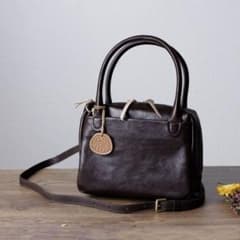 Travel Light 艶感本革ハンドバッグ2wayショルダーバッグ ブラウン 
