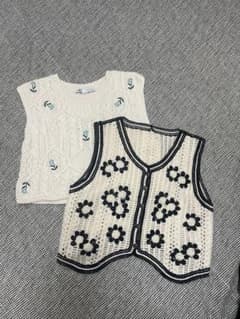 ZARA ニットベスト 2点セット 花柄のサムネイル