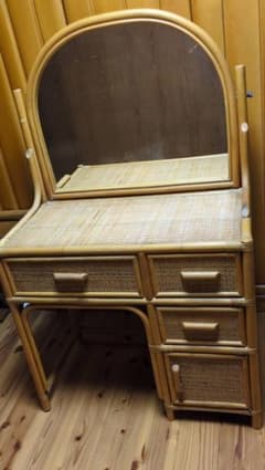 ラタン ドレッサー 籐家具 鏡台 昭和レトロ アジアン家具 ラタン家具