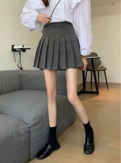 新品　グレイル インパン裏地付きプリーツミニスカート[at1569] S グレーのサムネイル