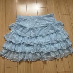 SHEIN レースティアードミニスカート ライトブルー Mのサムネイル