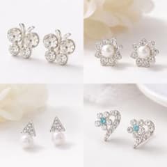 ピアス 4点セット 蝶々 フラワー パール調のサムネイル