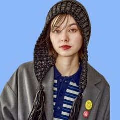 チャコール☆オリジナルユキノミミツキニット帽☆ ニコアンド☆ - メルカリ