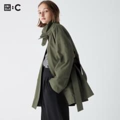 新品　ユニクロc スタンドカラーオーバーサイズコート　オリーブ　XXLのサムネイル