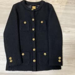 美品✨ドゥーズィエムクラス ノーカラーツイードジャケット 金ボタン