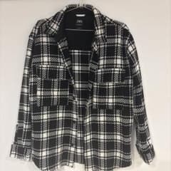 ZARA チェック柄 シャツジャケット ブラック ホワイトのサムネイル