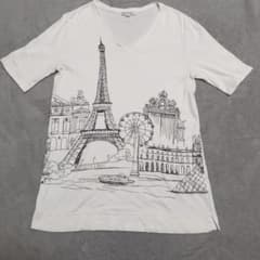 ensuite パリ風景プリント VネックTシャツ Mサイズのサムネイル