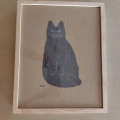 tomotake トモタケ泥染め刺繍 猫 木製 フレーム - メルカリ