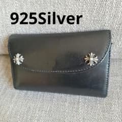◎黒 ブライトレザー ◎925クロスボール◎三つ折財布 - メルカリ