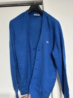 Lacoste ボタン付きカーディガン 青　シルバーワニ