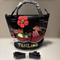 THAILAND 刺繍 アップリケ 2WAY ショルダーバッグ スムース加工のサムネイル