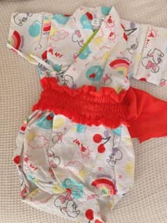 お値下げ！浴衣ロンパース 女の子　新品未使用のサムネイル