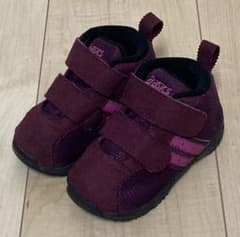 【美品】アシックス スクスク コンフィ BABY MS 13cm えんじのサムネイル