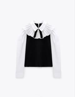★ZARA（ザラ）★プリーツカラー ビジュー付き ブラウスのサムネイル