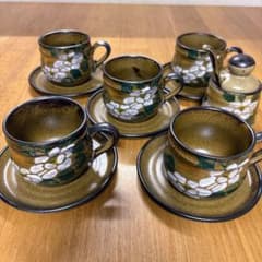 九谷焼 美泉窯 牡丹 カップ＆ソーサー シュガーポット コーヒー碗皿揃